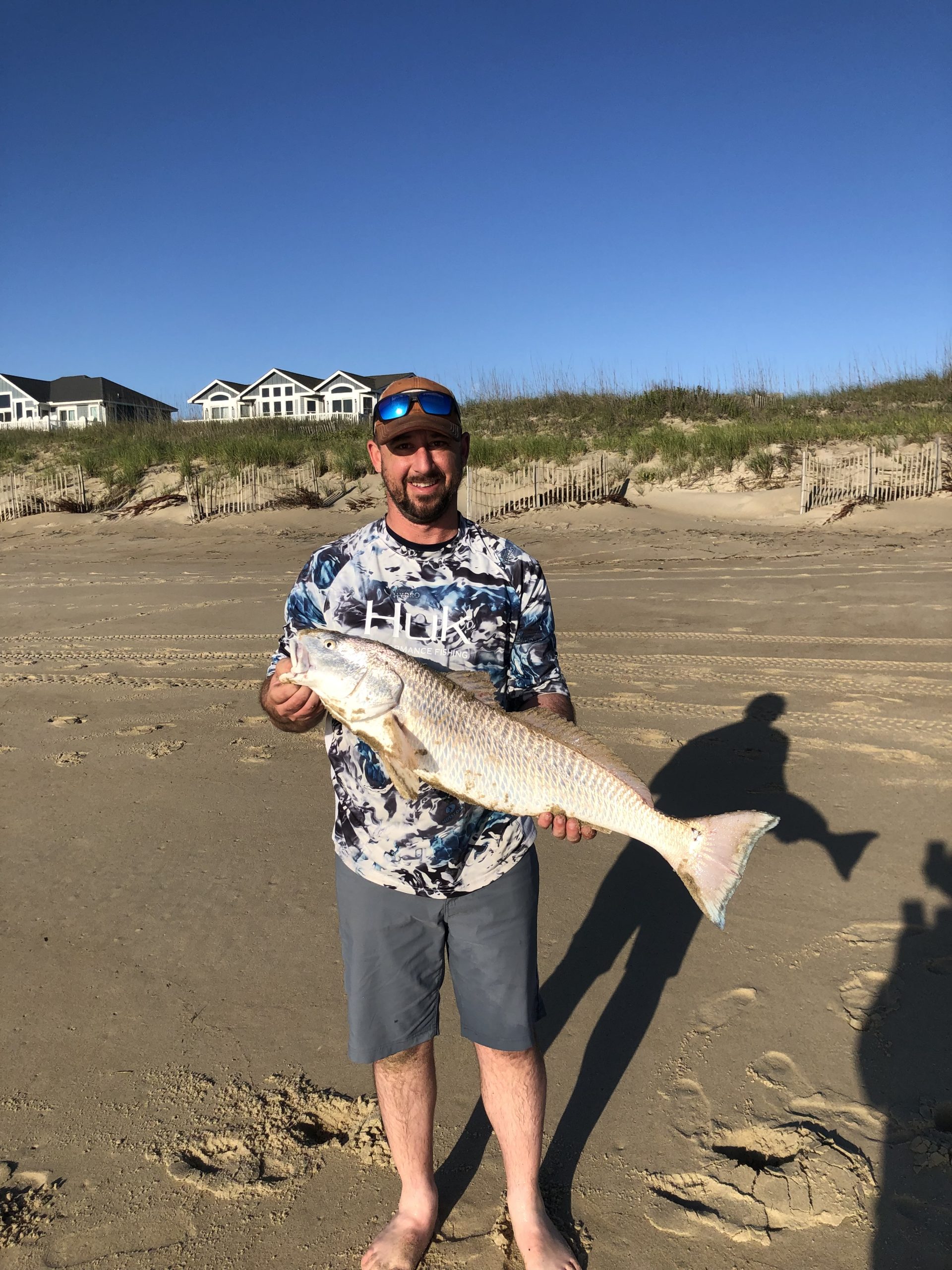 Catching bluefish and redfish from Duck beach